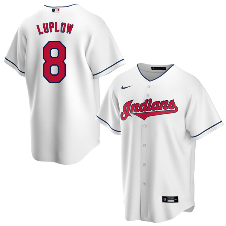 Nike Men #8 Jordan Luplow Cleveland Indians Baseball Jerseys Sale-White